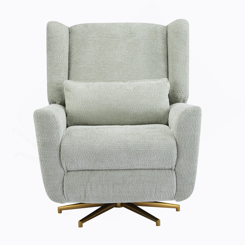 Manual Recliner Sofa Swivel Rocker Chair With Adjustable Backrest For Living Room, Bedroom, Or Nursery, Green&Brown