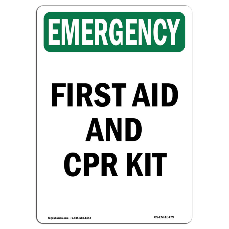 First Aid and CPR Kit Sign, 24" H x 18" W x 0.1" D