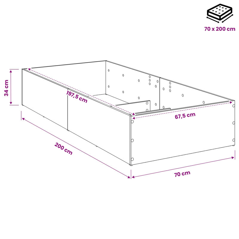 Bed, Small Single (2'6), Black Oak