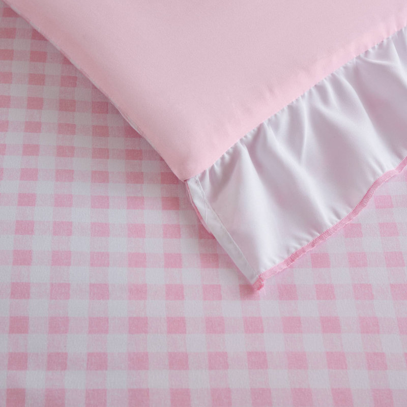 Ensemble d'édredon de style contemporain, Édredon grand et 3 pièces supplémentaires, Carreaux roses