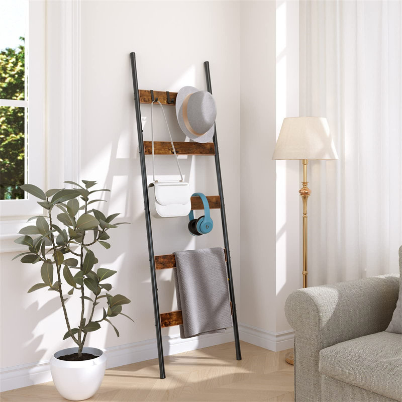 Blanket Ladder, Towel Ladder, 5-Tier Wall-Leaning Blanket Rack