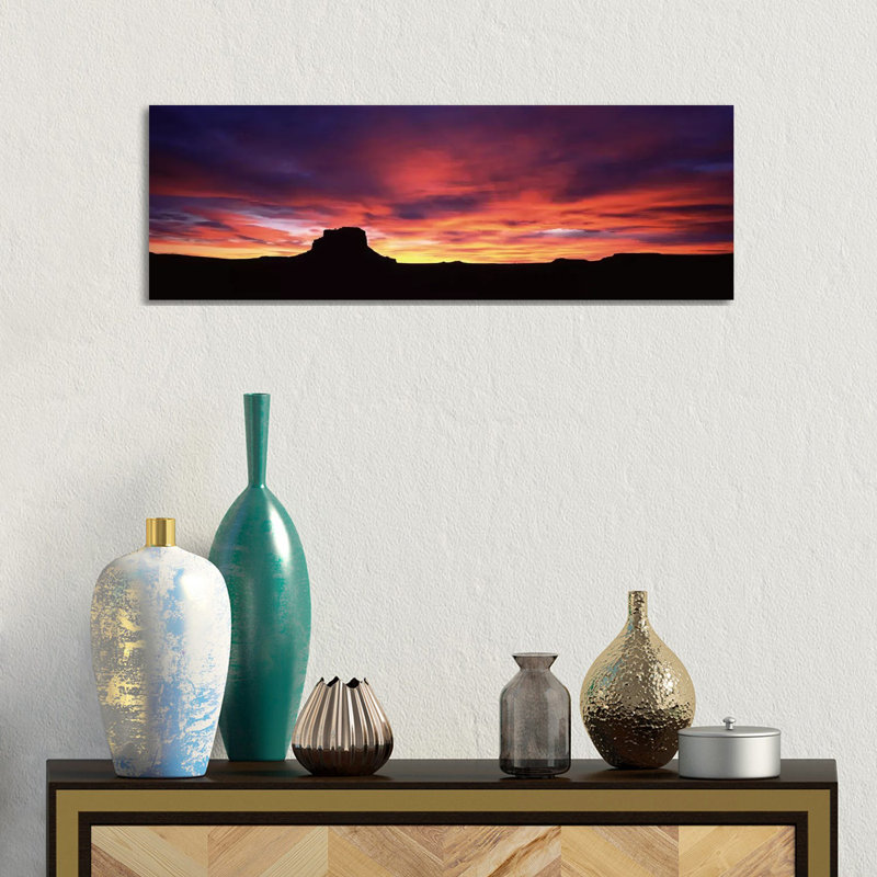 Buttes At Sunset, Chaco Culture National Historic Park, New Mexico, USA - Wrapped Canvas Panoramic Print