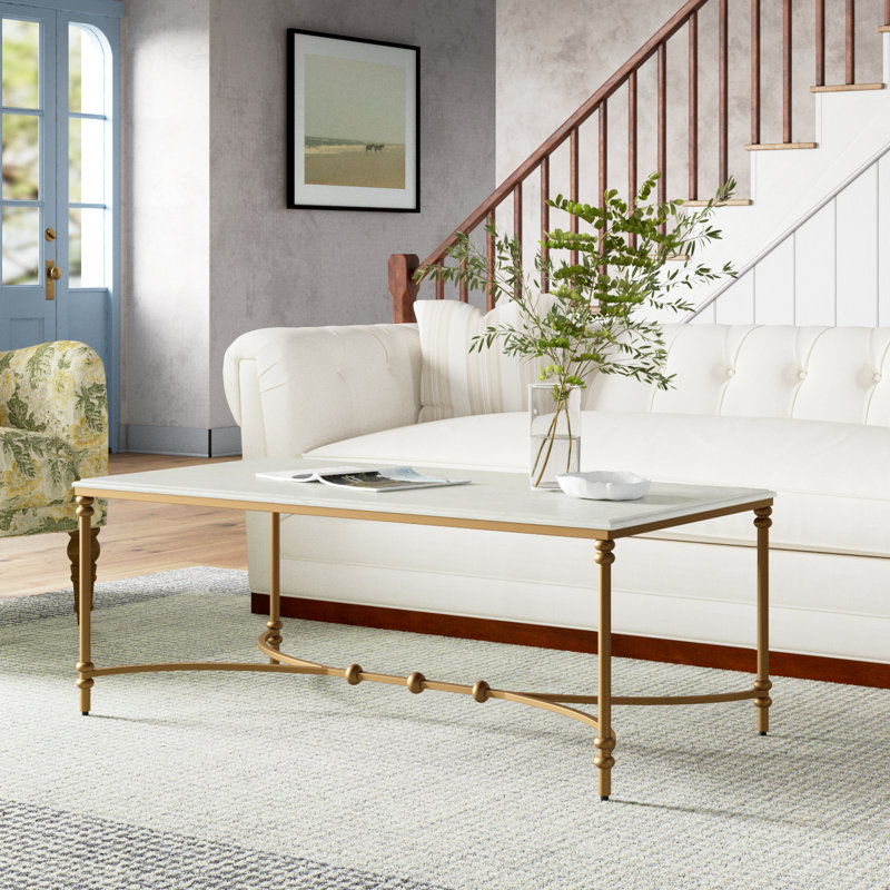 Deverell Marble Top Coffee Table, Gold 