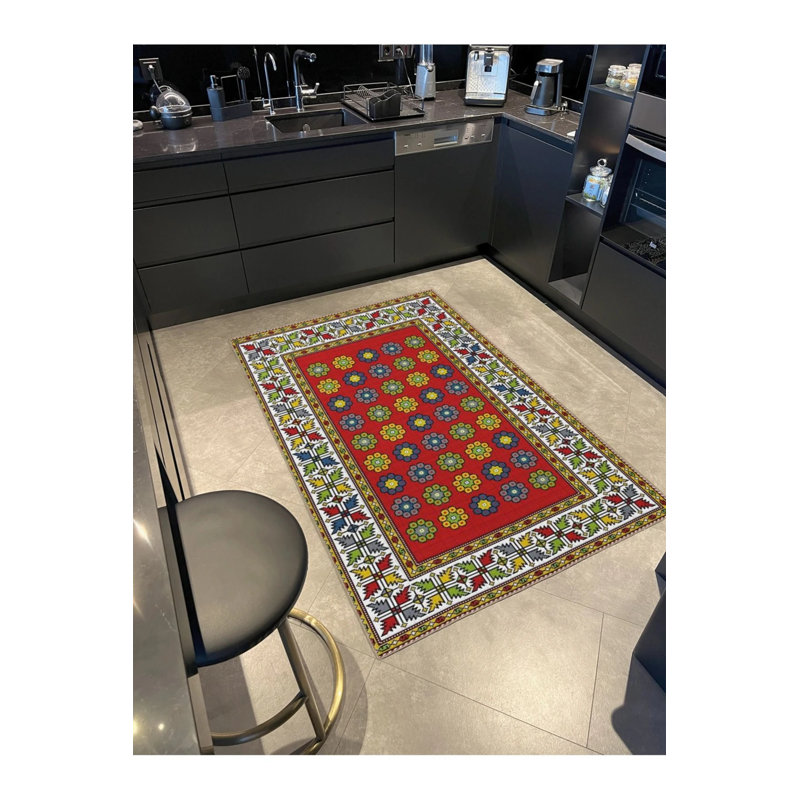 Tapis géométrique tissé à motif géométrique, Rectangle 2 pi 4 po x 4 pi