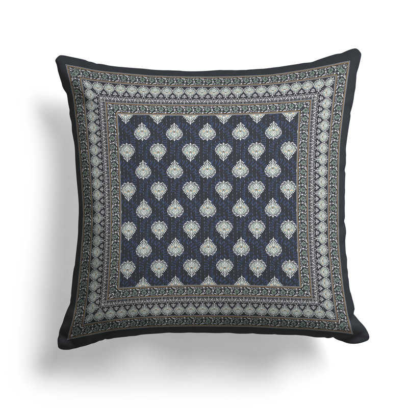 Coussin Kashmiri, H 20 po x l 20 po, Gris