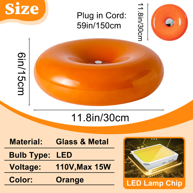 Aura Donut Orange Glass Table Lamp