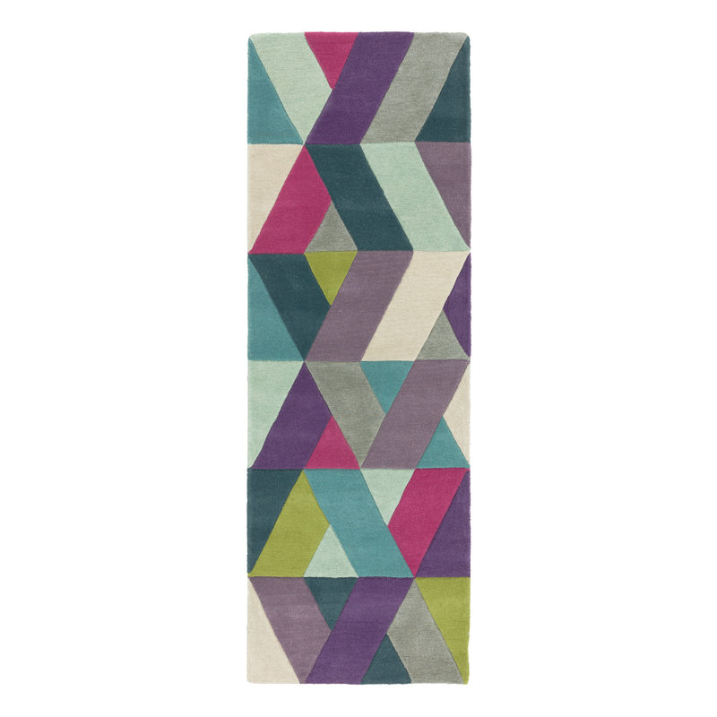Abrar Geometric Wool Hand Woven Area Rug, Runner 70 x 200cm