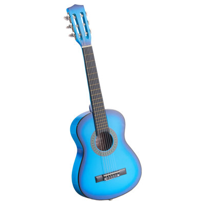Guitare classique, 30 pouces, trousse de démarrage en bois pour débutants, avec cordes en nylon, housse, sangle, accordeur, cordes supplémentaires, médiators, capo, tilleul, pour enfants, filles, garçons, étudiants, bleu