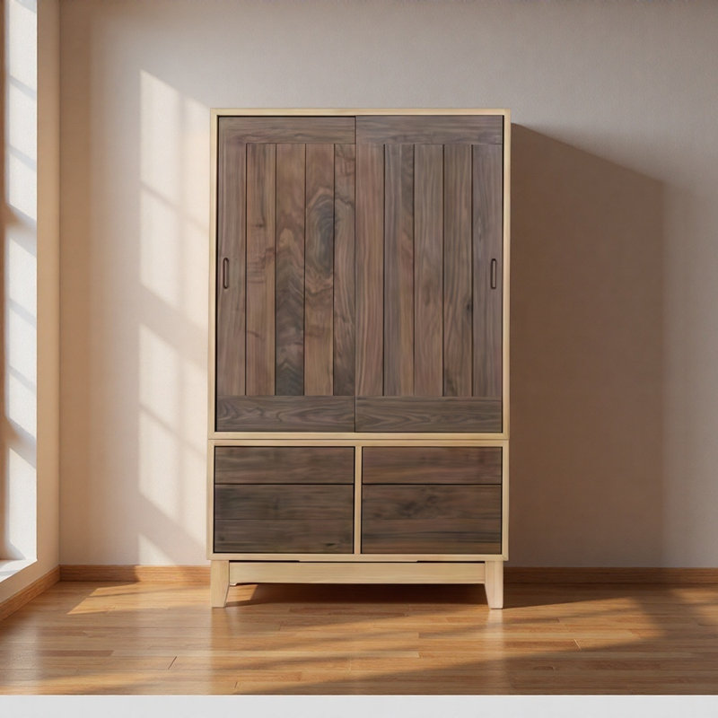 Armoire à portes coulissantes en bois massif nord-américain, Noyer