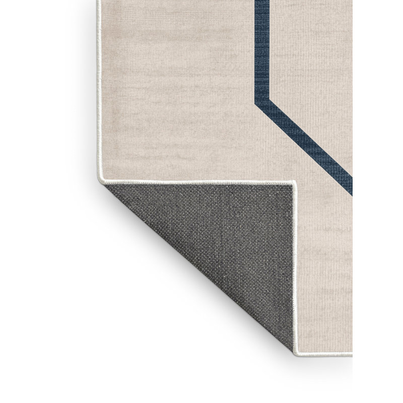 Tapis beige moelleux moelleux à motif abstrait moderne et contemporain Feliz Hanukkah, 4 x 2