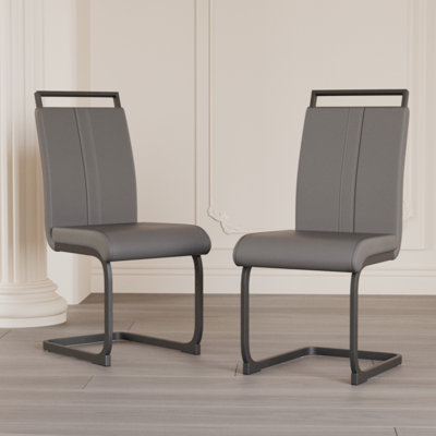 Modern Dining Chairs,PU Faux Leather High Back Upholstered Side Chair With C-Shaped Tube Plating Metal Legs For Dining Room Kitchen Vanity Patio Club by Brayden Studio