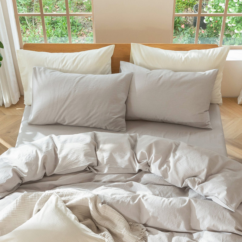 Fermeture de l'enveloppe des taies d'oreiller MooMee,  Très grand (20 po x 36 po), Gris crème