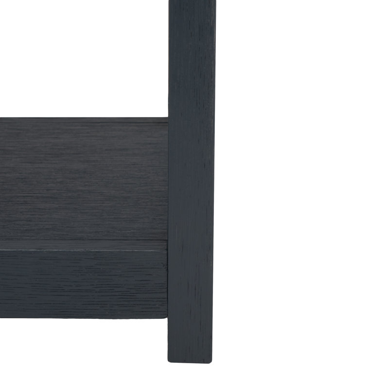 Navy Blue Wood and Metal Console Table with Storage