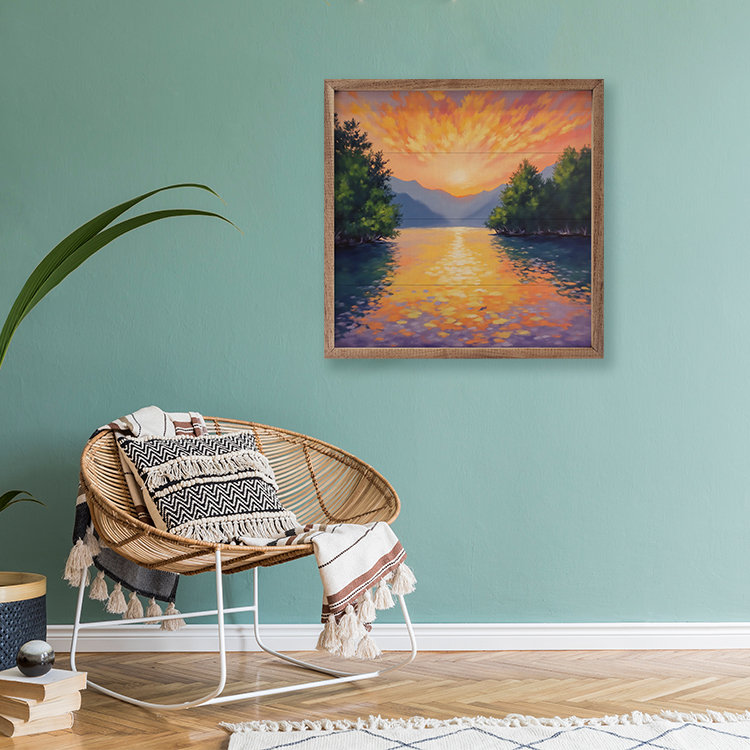 Bright Summer Lake Sunset, H 12 po x l 12 po