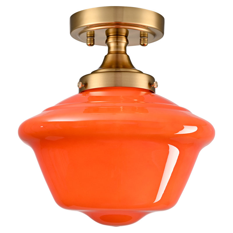 Wilkesville Flush Mount, Brass Gold, Orange