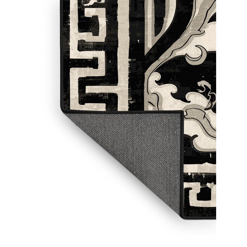 Tapis oriental doux et moelleux de style oriental noir Teterboro, 8 x 12