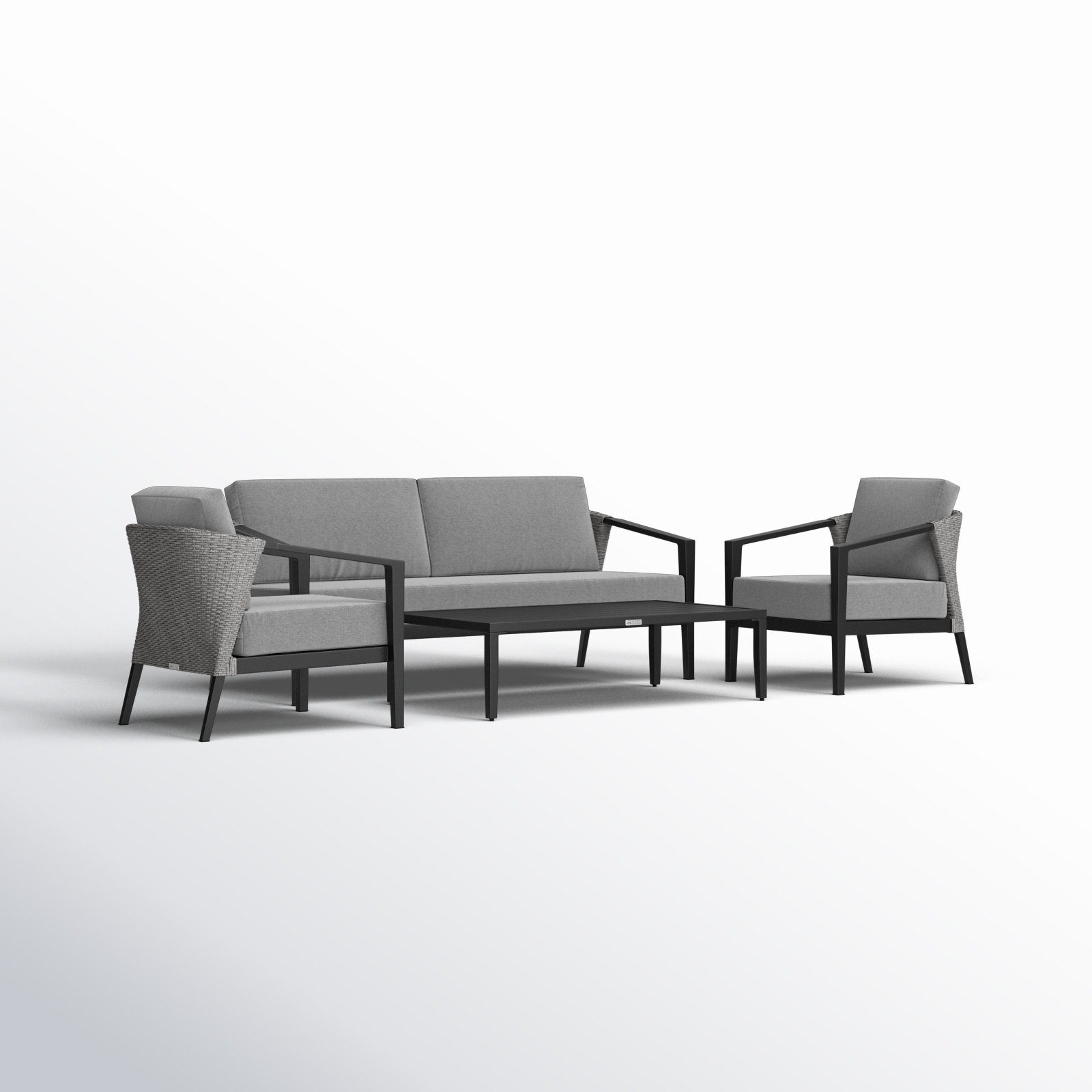Abalone Outdoor 4-Piece Aluminum and Wicker Lounge Set