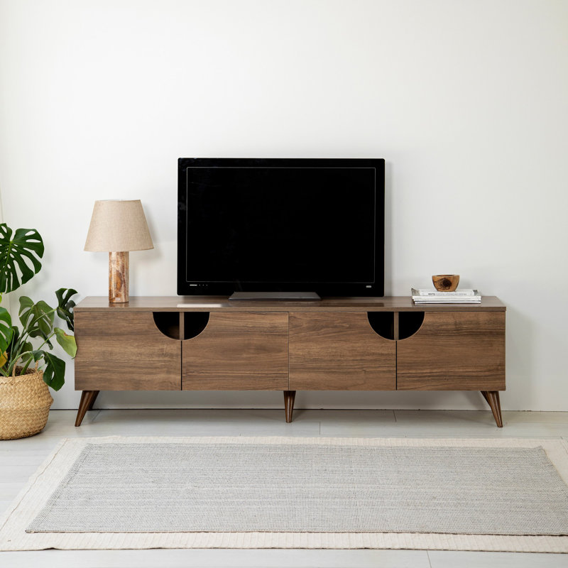 Modern Walnut TV Stand, 70.9 x 19.7 x 13.8 Inches | 100% Melamine Coated Chipboard, Thickness: 0.7 Inches | PVC Edge Bands, Scandinavian Design, Disassembled | Perfect for Living Room Entertainment & Style