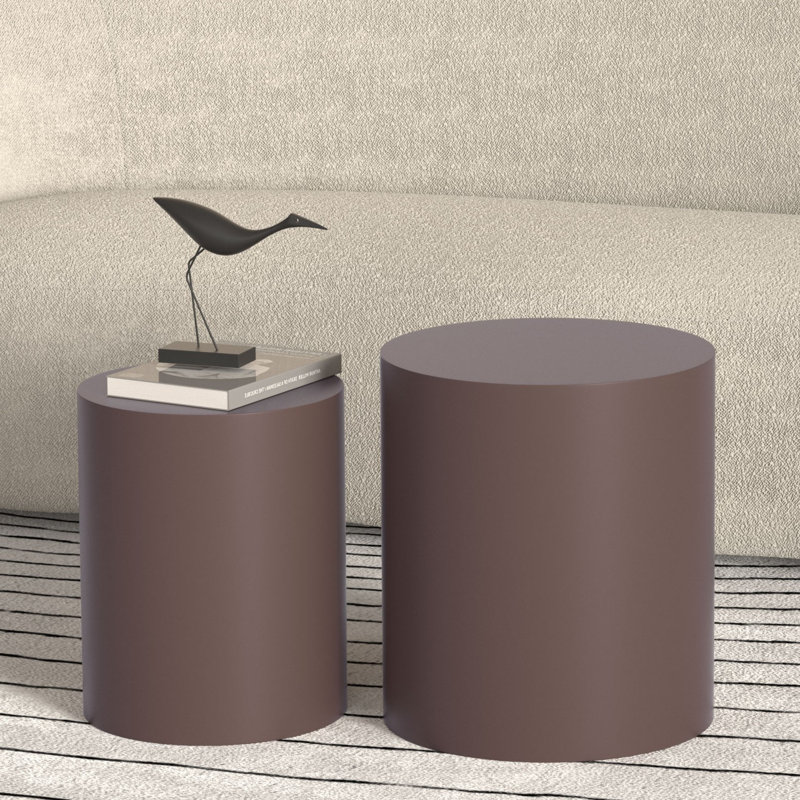 Amadus Nesting Tables, Dark Brown Wood, 15.75" x 15.75" x 17.72"
