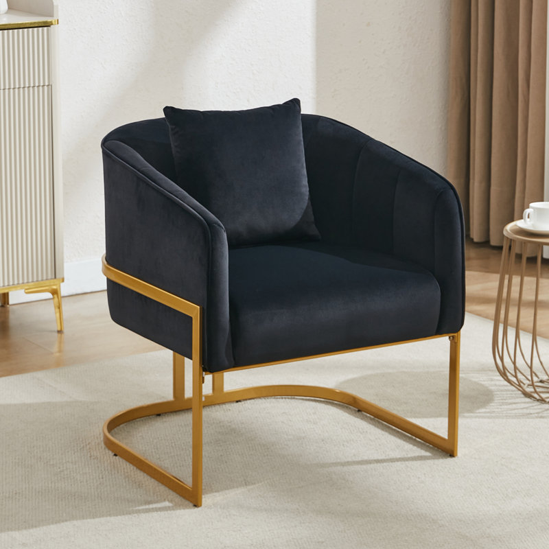 Fauteuil demi-tonneau rembourré avec base en métal, Blanc