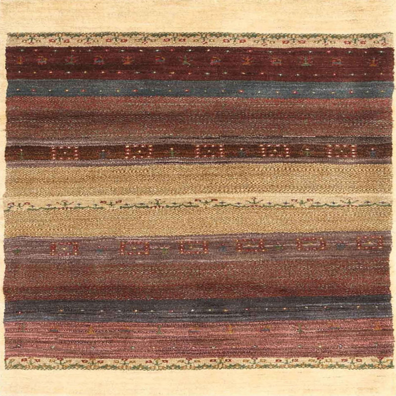 Tapis contemporain brun / beige, Carré 5 pi