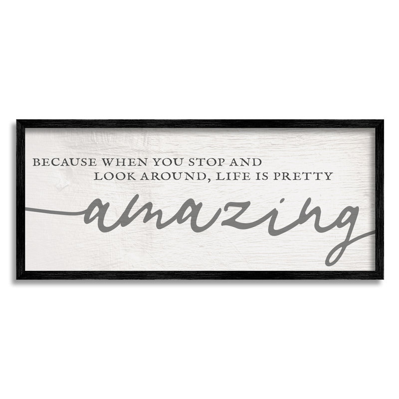 Look Like Life, Pretty Amazing Sentiment, typographie douce, Giclée encadrée noir minuit, H 13 po x l 30 po