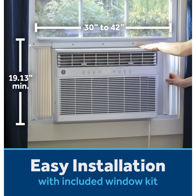 GE 12,000 BTU Smart Heat/Cool With Heat Pump Electronic Window Air Conditioner For Large Rooms Up To 550 Sq. Ft.