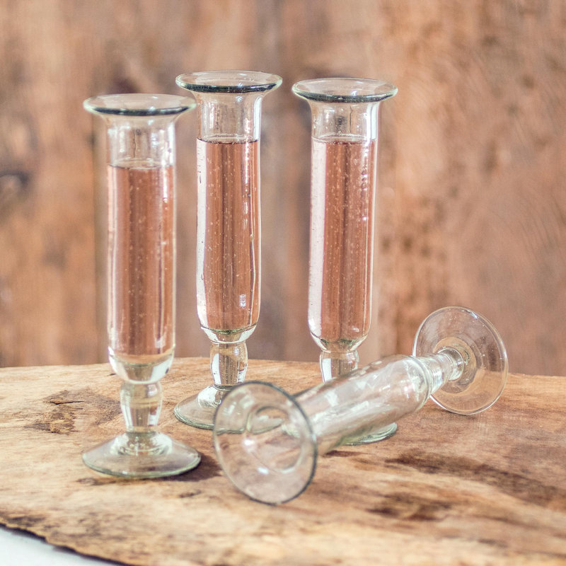 Ensemble de 4 onces Zasche Ensemble de flûtes en verre