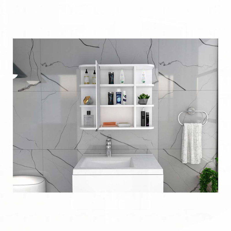 Pharmacie murale avec miroir, Blanc