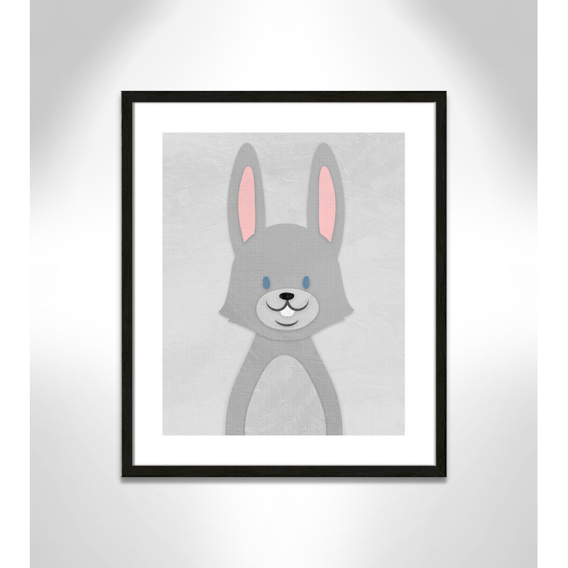 Art de lapin joyeux, H 24,5 po x l 20,5 po x P 1,18 po, Encadré de boîte à grain de bois noir