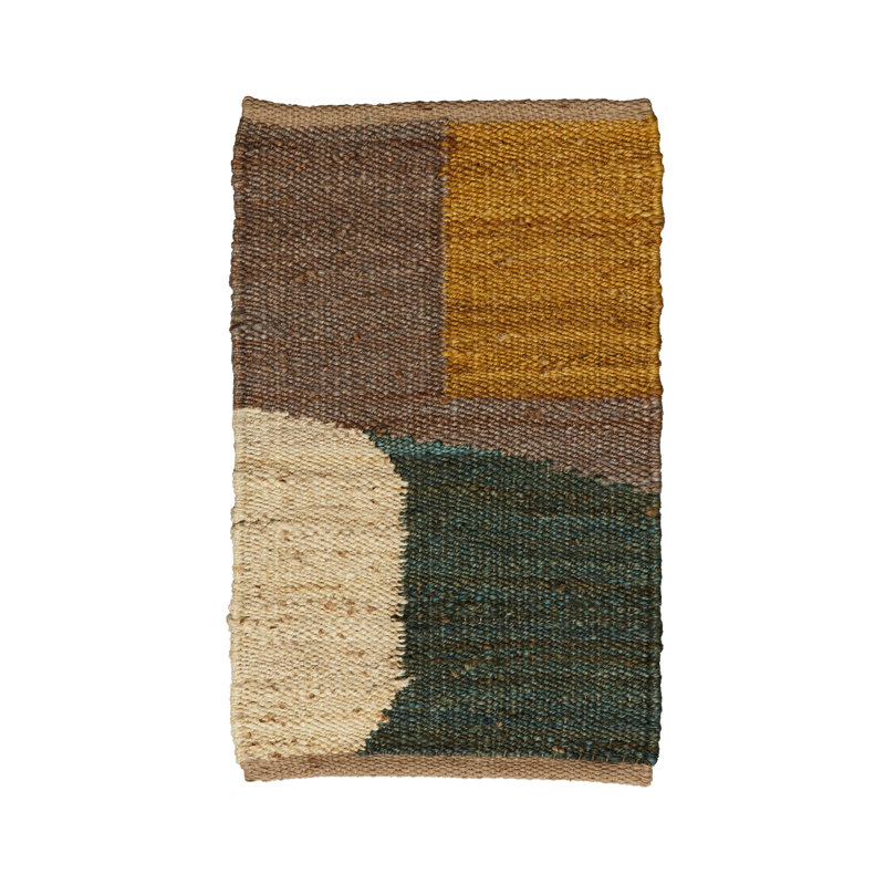 Abstract Hand Woven Flatweave Rectangle 9' x 12' Hemp Area Rug in Brown/Green