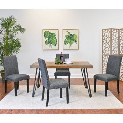 Complete Dining Set With Table And Four Chairs, Ideal For Family Gatherings And Enhancing Dining Experience.