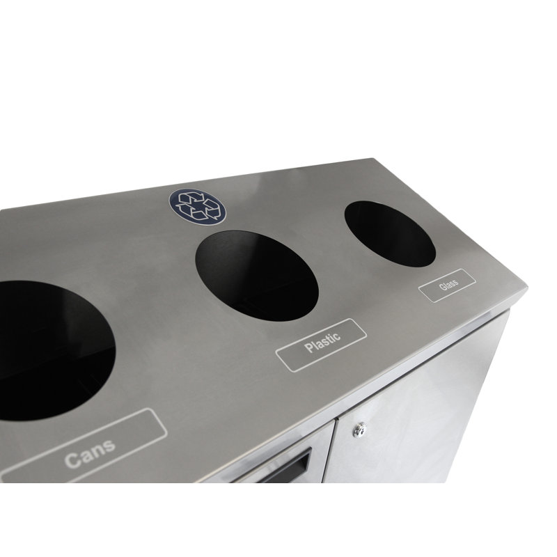 Poubelle de recyclage multi-compartiments 53 gallons 3 Stream, Acier inoxydable