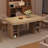 63"/71" Rectangular Dining Table with Storage, Large Wooden Kitchen Table for 6, Oak-527828846