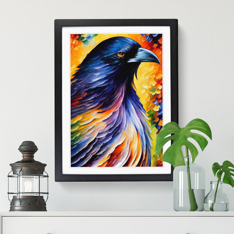 Raven Bird Vol.1 - Single Picture Frame Painting, Black, 64cm H x 46cm W x 2cm D