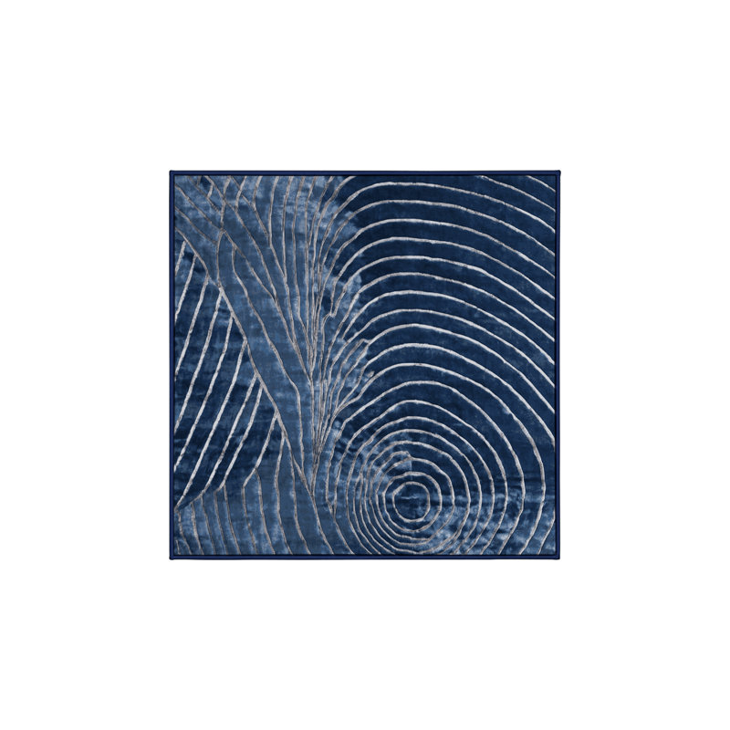 Tapis bleu soyeux et moelleux, Carré 5 pi
