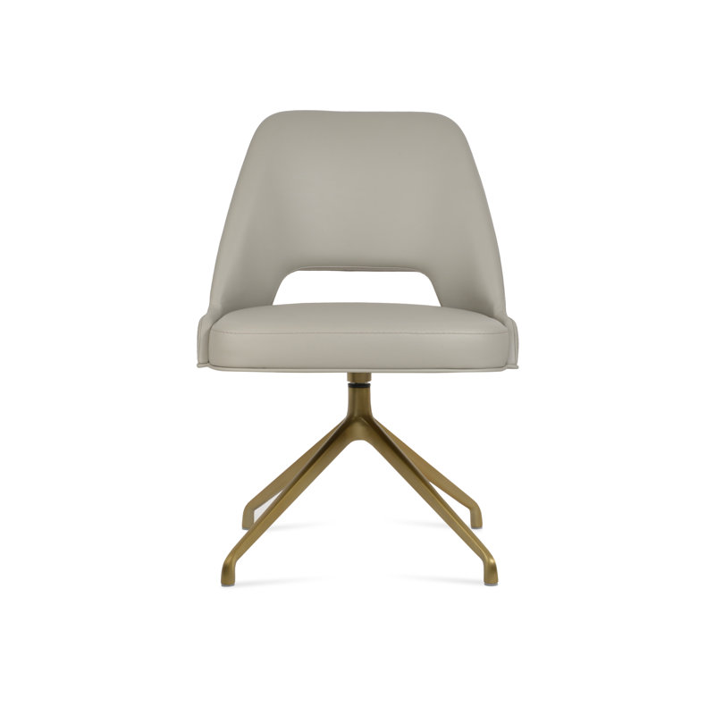 Chaise d'appoint pivotante Marash Spider, Gris clair, Laiton