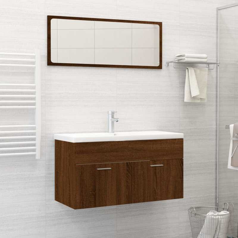 Laneise Bathroom Storage Furniture Set, Brown Oak