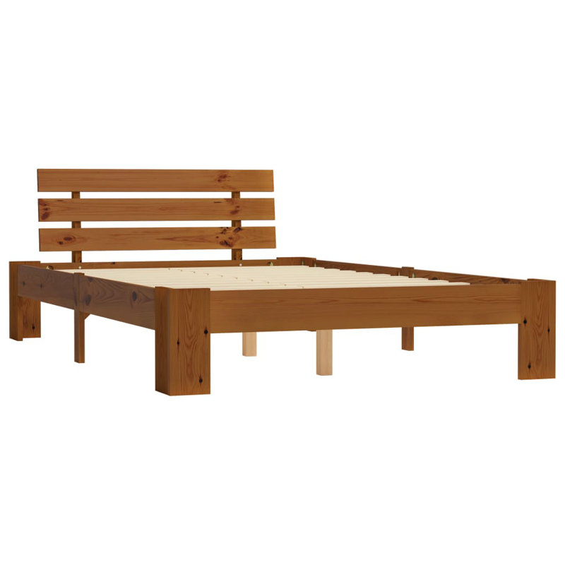 vidaXL Bed Frame Solid Pine Wood, Super King (6'), Honey Brown