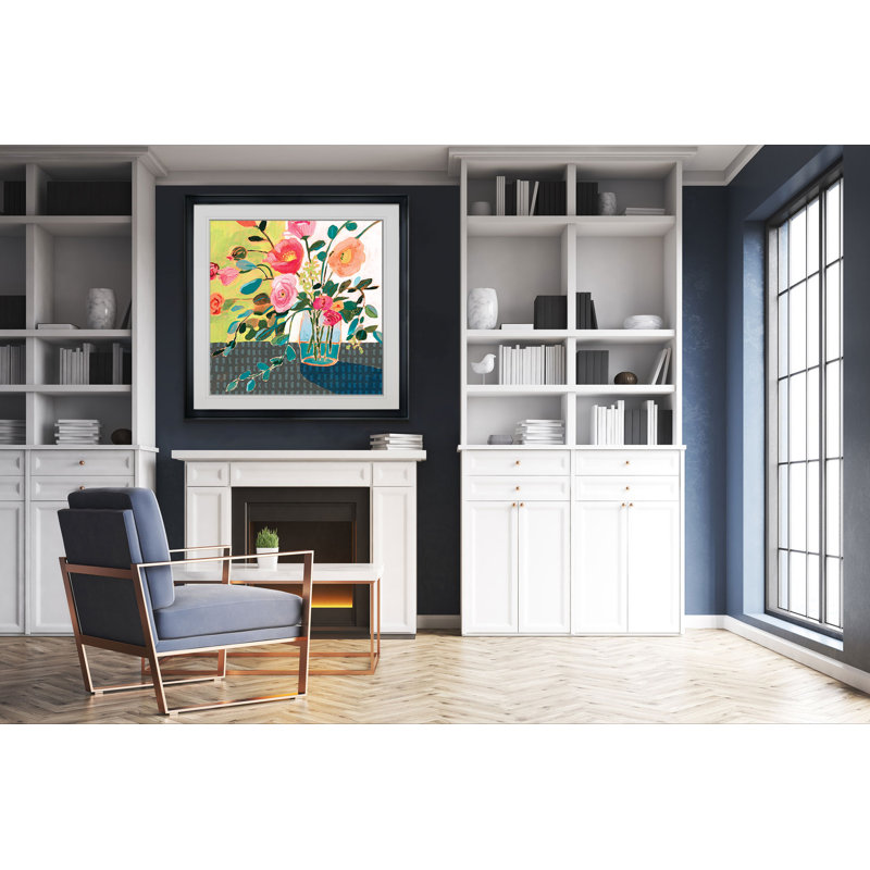 « excentrique bouquet ii », peinture, H 28 po x l 28 po x P 1,5 po, Cadre noir