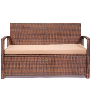 Barton Water Resistant Wicker Bench- 70 Gallon Storage