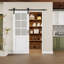 Porte de grange coulissante en verre givré blanc apprêté 6-Lite avec trousse de quincaillerie d'installation / aucun assemblage requis-110910377