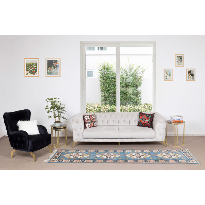 Tapis de couloir turc moderne tissé à la main à motif turc 100% laine