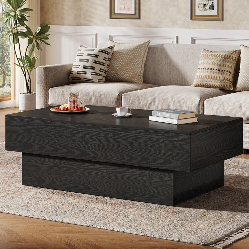 55.12" W Manufactured Wood Coffee Table, Black