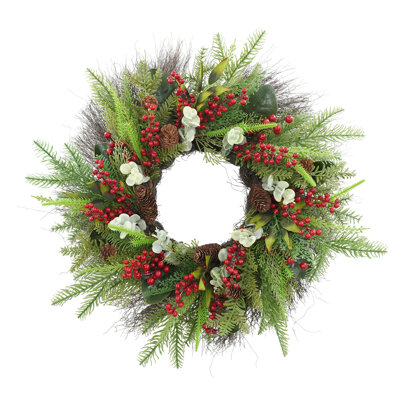 Artificial Pine, Berry & Pinecone Holiday Wreath