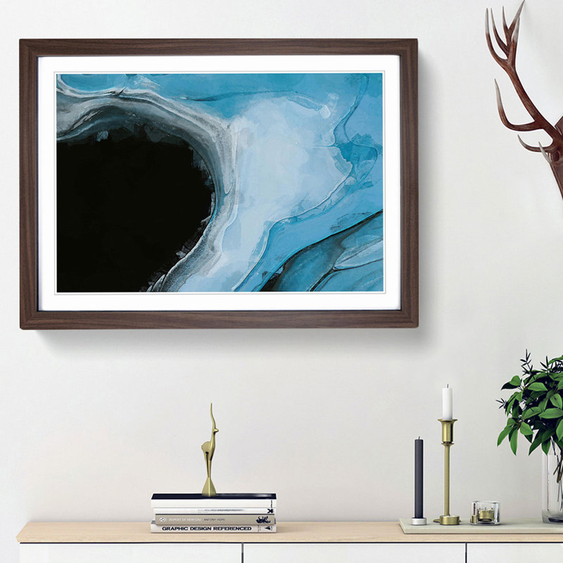 Coming Back in Abstract - Picture Frame Painting Print, 62cm H x 87cm W x 2cm D, Walnut Framed