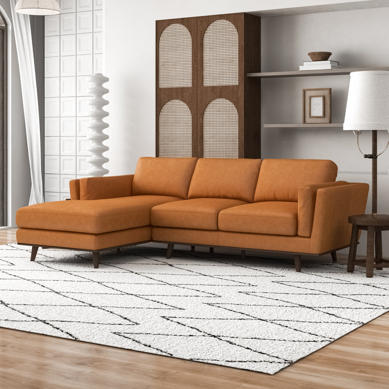 Jansen 93" Wide Genuine Leather Sofa & Chaise, Left Hand Facing