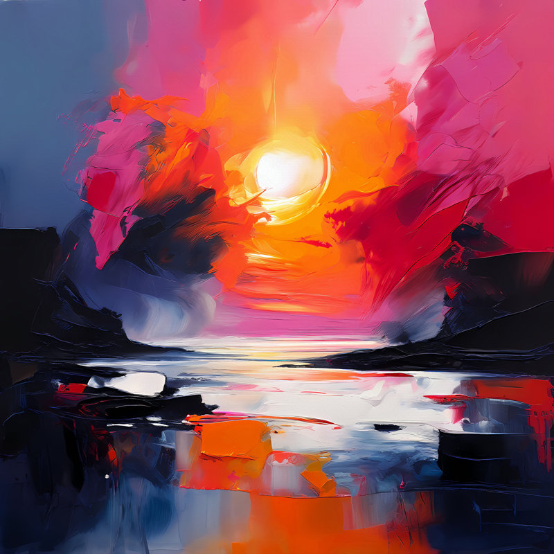 L'art du coucher de soleil, H 24 po x l 24 po