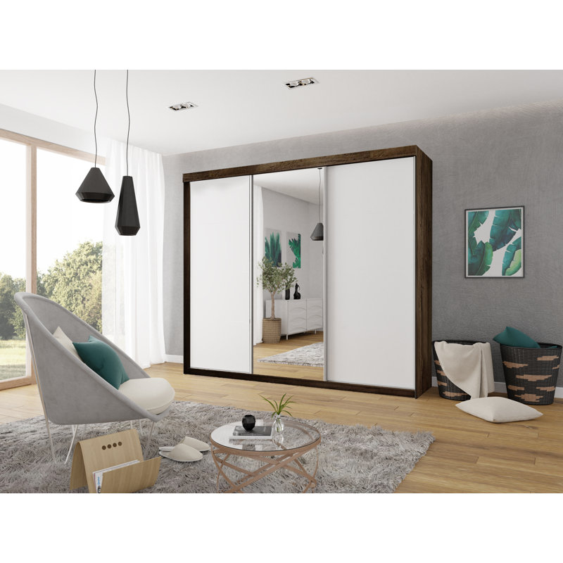 Mahpiya 3 Door Wardrobe, Walnut/White