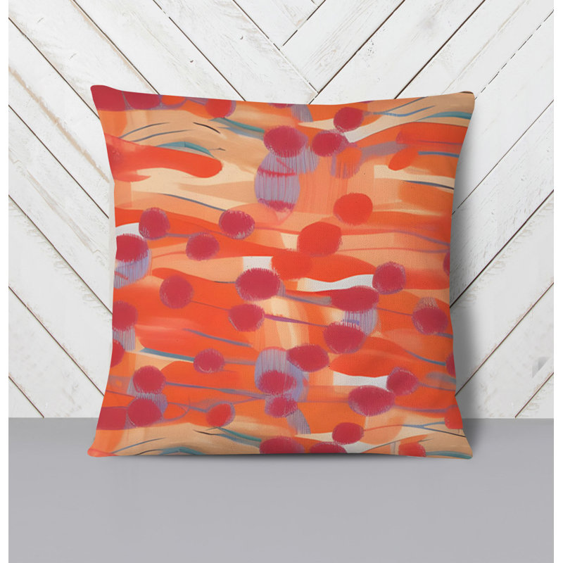 Throw Pillow With Insert, Red/Orange Abstract 5, 18"H x 18"W